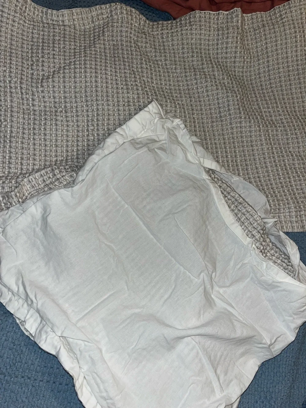 Waffle Weave Pillow Shams in Cream ~ 100% Cotton ~ 2 shams